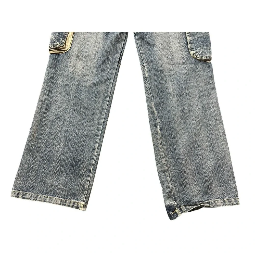 Y2K Gems Baby Spell Out Cargo Jeans hip hop Sz 16 Women’s Sz S